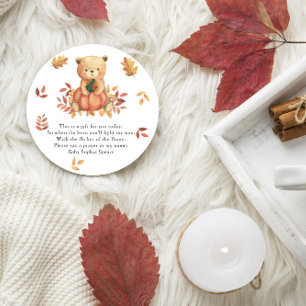 Fall Bear baby shower - Prayer candle label