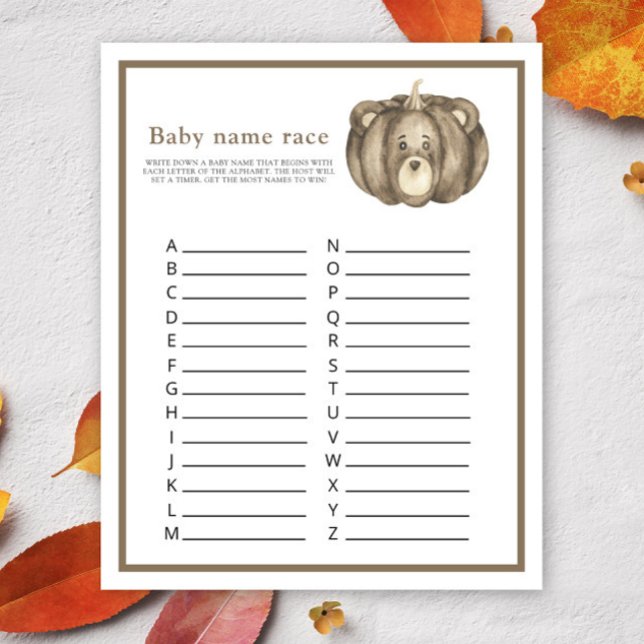 Fall Bear Pumpkin - Baby name race game (Creator Uploaded)