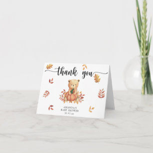 Fall Bear with pumpkin - thank you Card