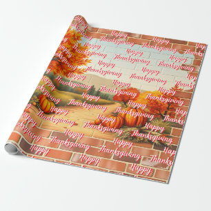 Fall Beautiful Modern Happy Thanksgiving Wrapping Paper