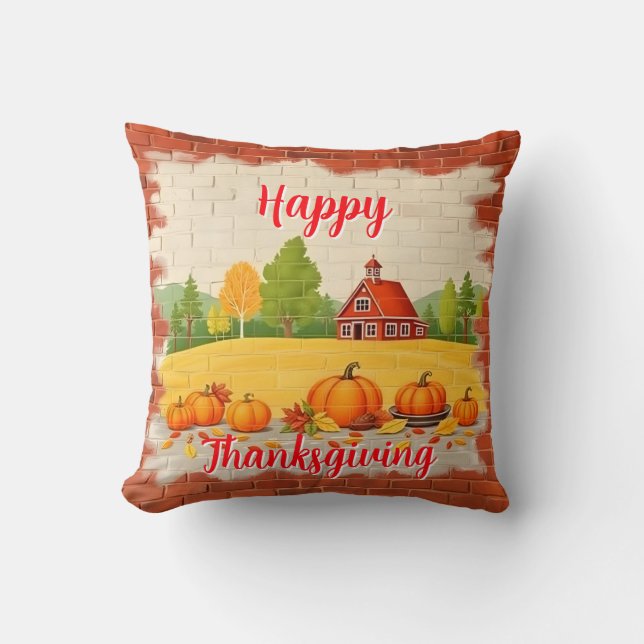 Fall Beautiful Trendy Happy Thanksgiving Cushion (Front)