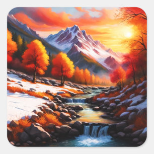 Fall becomes Winter Square Sticker