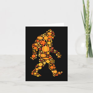 Fall Bigfoot Thanksgiving Autumn Pumpkin Women Men Card