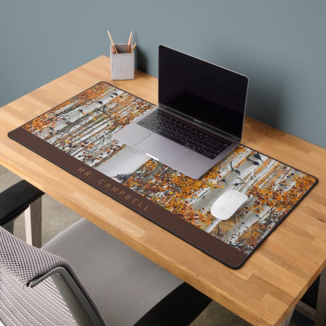 Fall Birches Aspen Colorado Trees Desk Mat (Office 2)