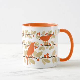 Fall Birds on Branches with Berries Mug