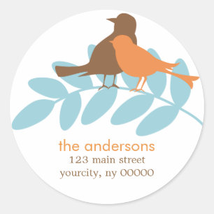 Fall Birds Round Address Labels or Stickers