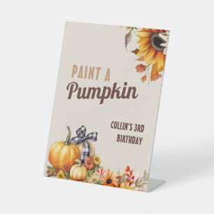 Fall Birthday Pumpkin Pedestal Sign
