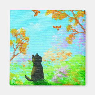 Fall Black Cat Creationarts Magnet
