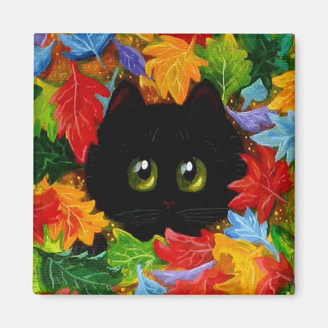 Fall Black Cats Creationarts Magnet (Front)