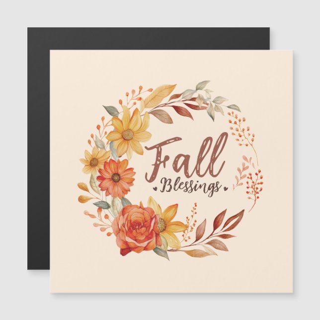 Fall Blessings – Autumn Leaves & Floral Wreath (Front/Back)