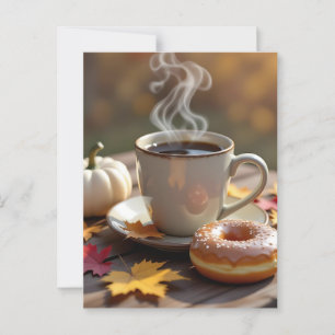 Fall Blessings, Warm Coffee and a Donut Postcard