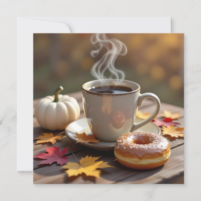 Fall Blessings, Warm Coffee and a Doughnut Card (Front)