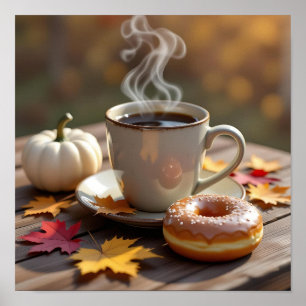Fall Blessings, Warm Coffee and a Doughnut Poster