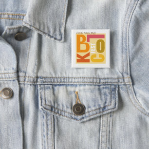 Fall Block Fest Retro Type Neighbourhood Event 15 Cm Square Badge