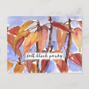 Fall Block Party Neighborhood Gathering Invitation Postcard