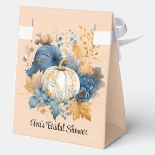 Fall Blue and Orange Pumpkin Peony Wedding Favour Box