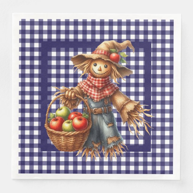 Fall Blue Gingham  Napkin (Front)