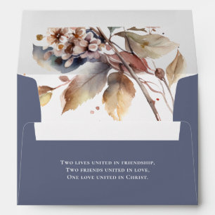 Fall Blue Gold Red Leaves Christian Quote Wedding Envelope