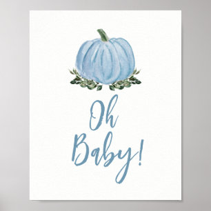 Fall Blue Pumpkin Baby Shower Oh Baby Sign