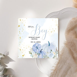 Fall Blue Pumpkin  Floral Boy  Baby shower  Napkin