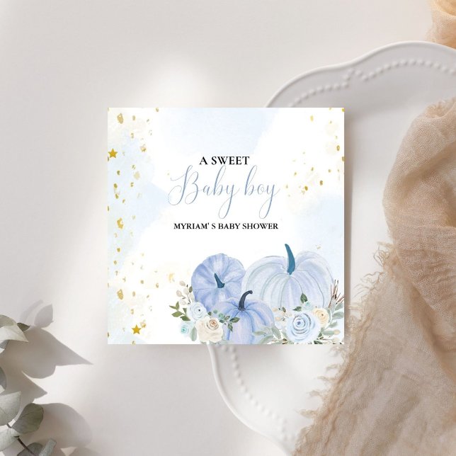 Fall Blue Pumpkin  Floral Boy  Baby shower  Napkin (Creator Uploaded)