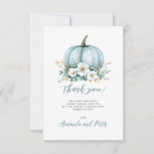 Fall Blue Pumpkin Floral Eucalyptus Baby Shower