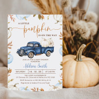 Fall Blue Pumpkin Truck Little Pumpkin Baby Shower