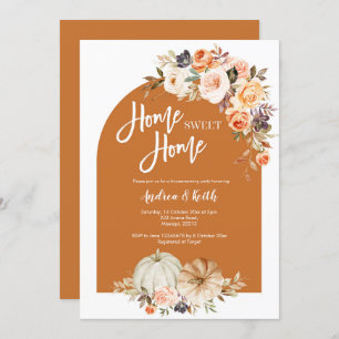 Fall Boho Arch pumpkin housewarming party Invitation