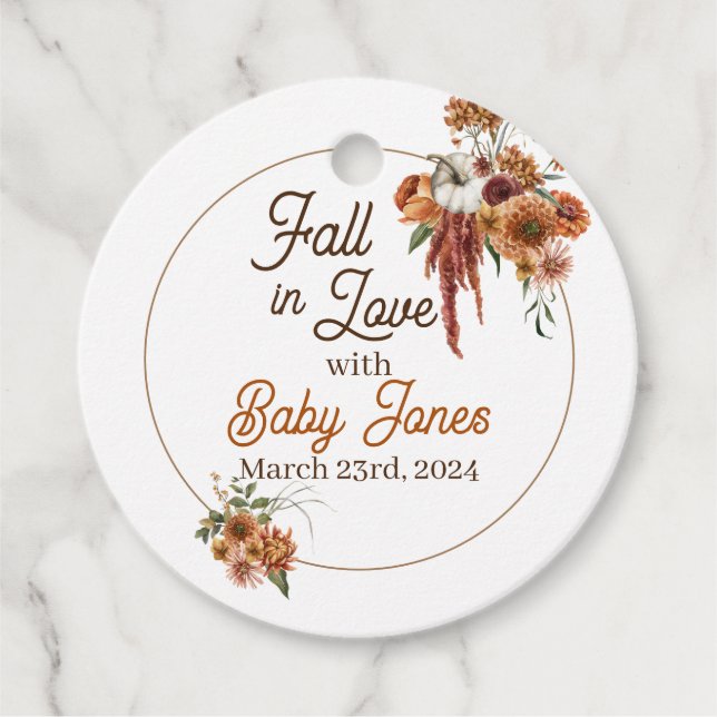 Fall Boho Baby Shower Favour Tags (Front)