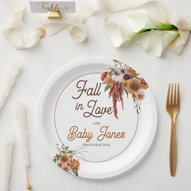 Fall Boho Baby Shower Paper Plates (Wedding)