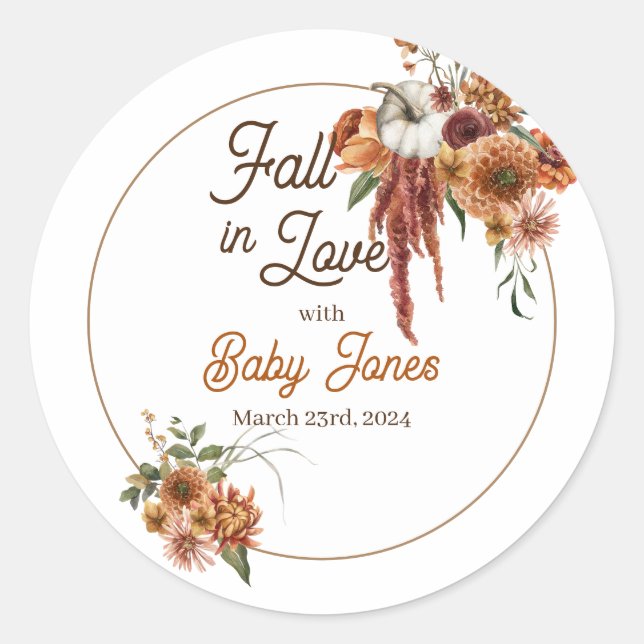 Fall Boho Baby Shower Stickers (Front)