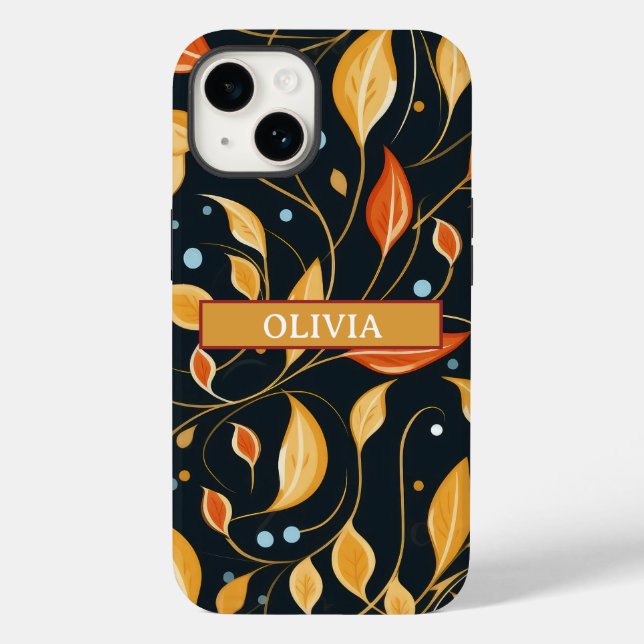 Fall Boho Blowers Black Orange Custom Phone Case (Back)
