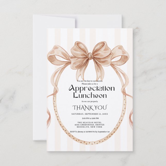 Fall Boho Bow appreciation party grateful party  Invitation (Front)