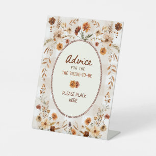 Fall Boho Bridal shower advice for the bride-to-be Pedestal Sign