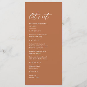 Fall Boho Burnt Orange Wedding Menu