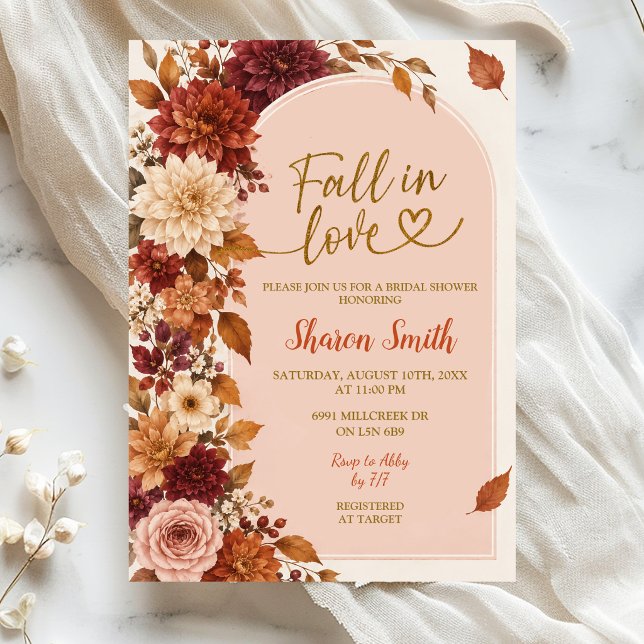 Fall Boho Floral Rustic Bridal Shower invitation (Creator Uploaded)
