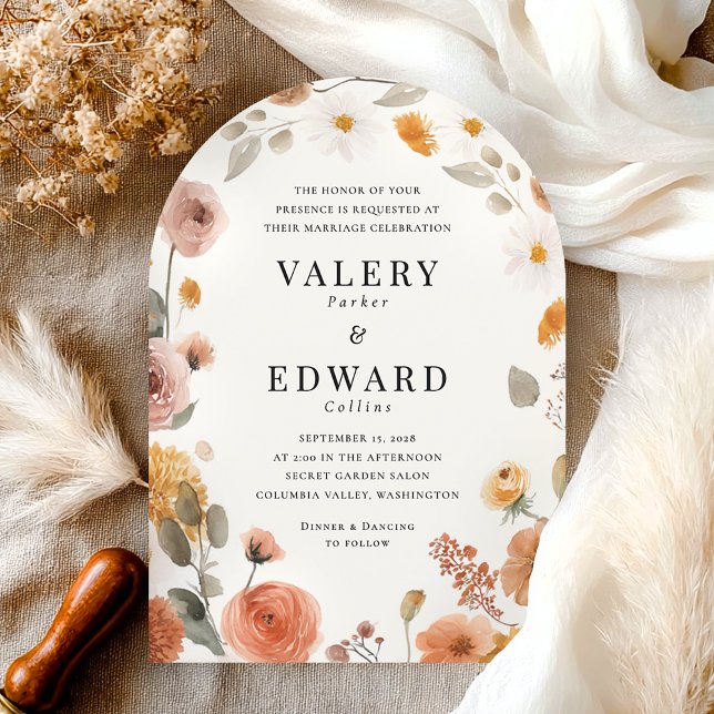 Fall Boho Floral Wedding Invitation (Creator Uploaded)