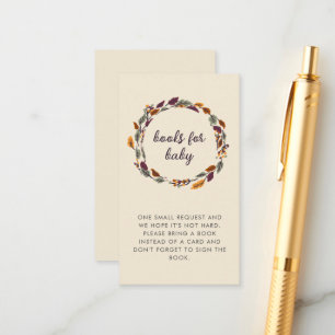 Fall Boho Leaves Books for Baby Baby Shower  Enclosure Card