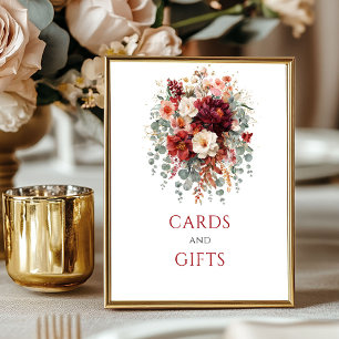 Fall Boho Marsala Floral Cards And Gifts Tabletop Poster