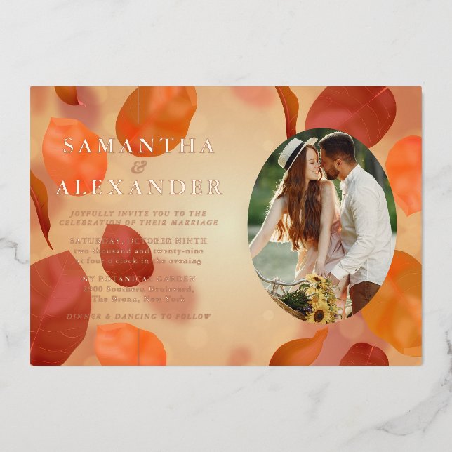 Fall Boho Oval Photo Terracotta All-in-One Wedding (Front)