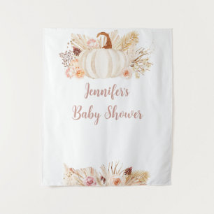 Fall Boho Pumpkin Baby Shower Backdrop Tapestry
