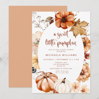 Fall Boho pumpkin baby shower Invitation