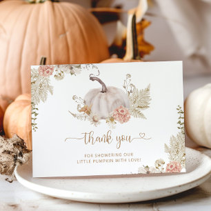 Fall Boho pumpkin baby shower thank you card