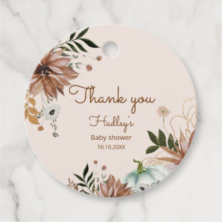 Fall Boho pumpkin baby shower thank you Favour Tags