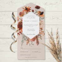 Fall Boho Rust Peach Floral Frame Beige No Dinner