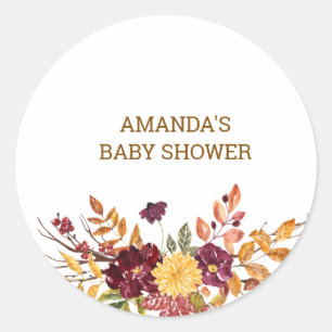 Fall boho Rustic Baby Shower Classic Round Sticker