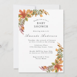 Fall Boho Rustic Baby Shower Invitation
