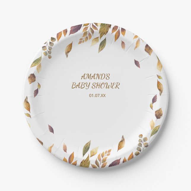 Fall boho Rustic Baby Shower Paper Plate (Front)