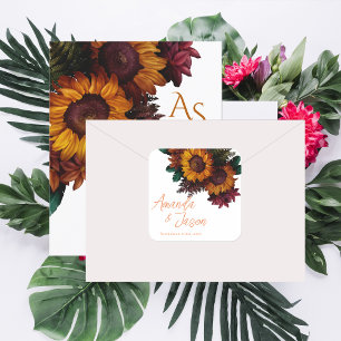 Fall Boho Rustic Burnt Orange Floral Wedding Square Sticker