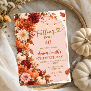 Fall Boho Rustic Falling into any age birthday Invitation